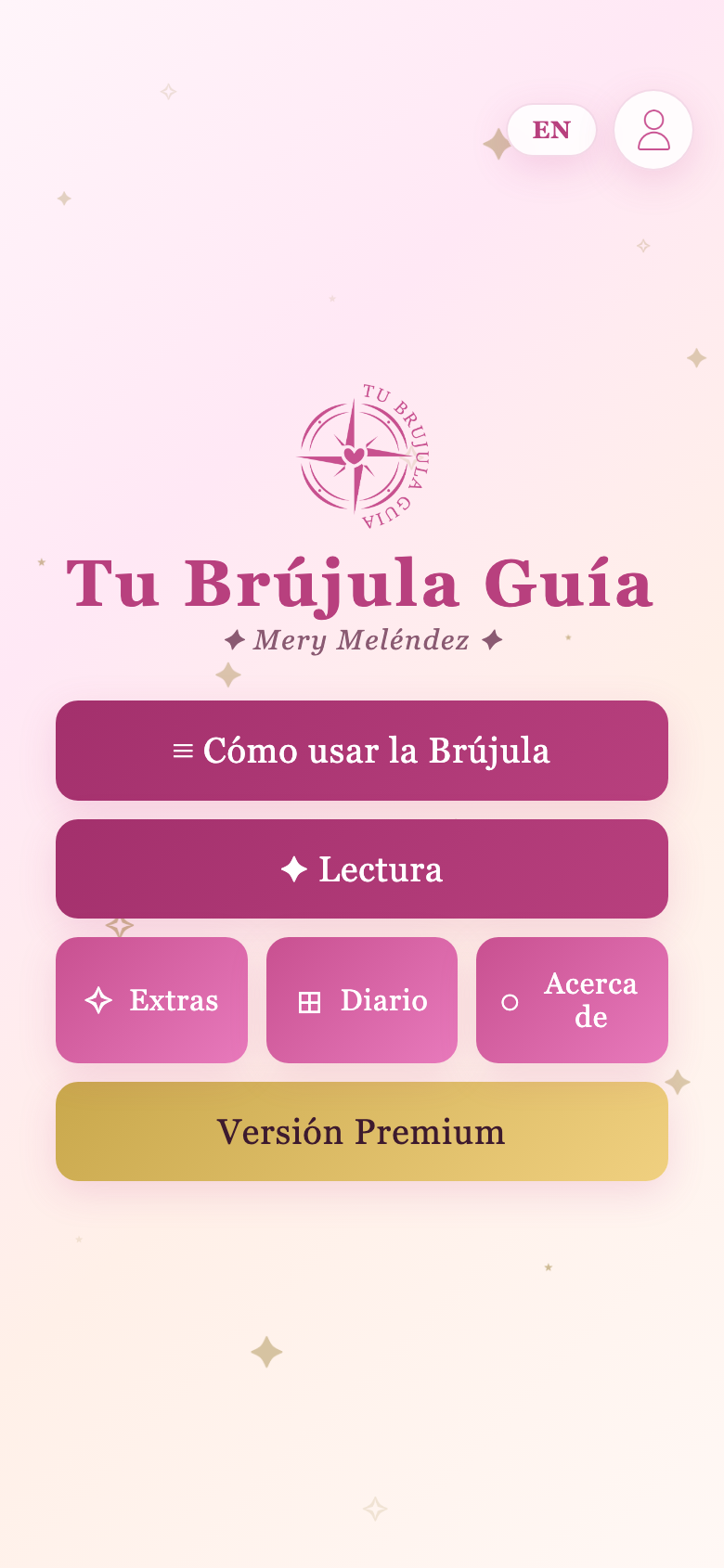 Pantalla de inicio de la experiencia digital Tu Brújula Guía